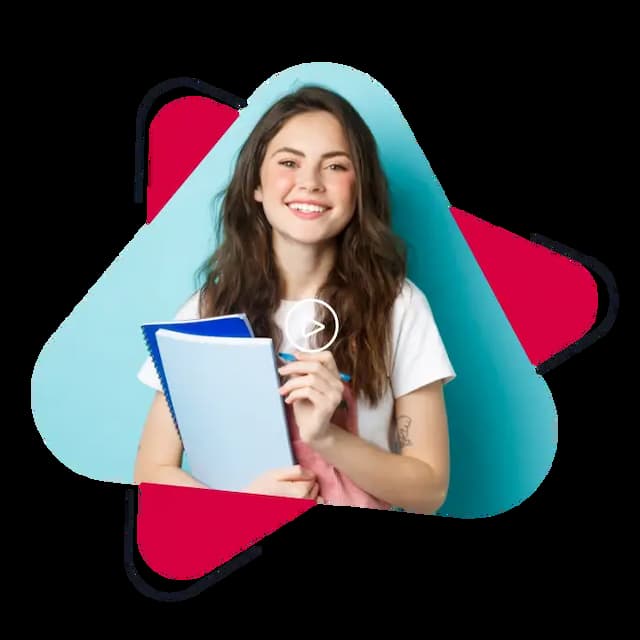 an ECCE course student taking some notes in notebook while smiling